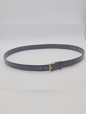 Aniline Finished Classic Black Leather Belt with Gold Buckle Sz 44